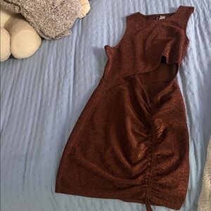 H&M Shimmering Brown Asymmetrical Dress